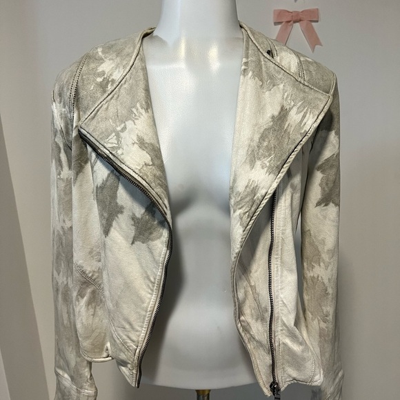 Marrakech Marci Moto Jacket Evereve Tie Dye Animal Print Cream Gray - Picture 10 of 14